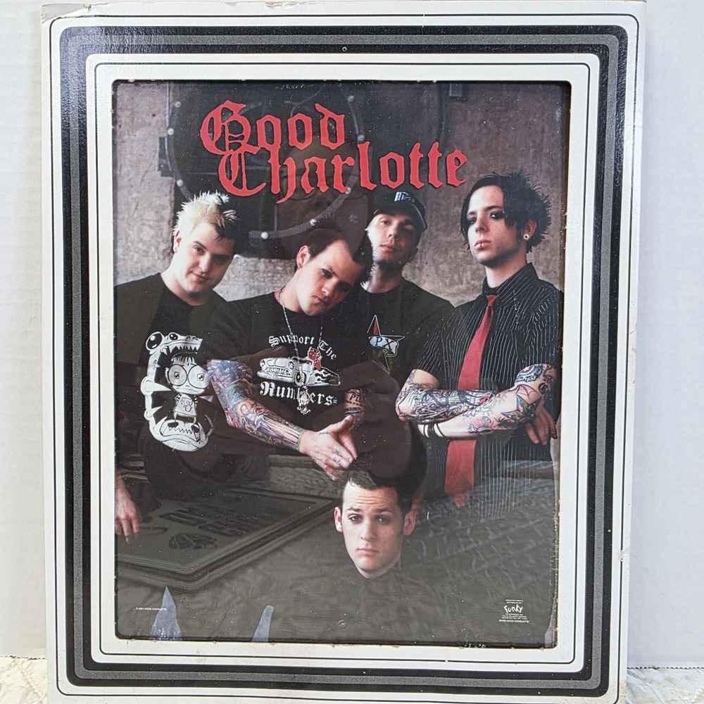 Vintage Good Charlotte Glass Carnival Fair Prize Poster 12" X 10" Man Cave
